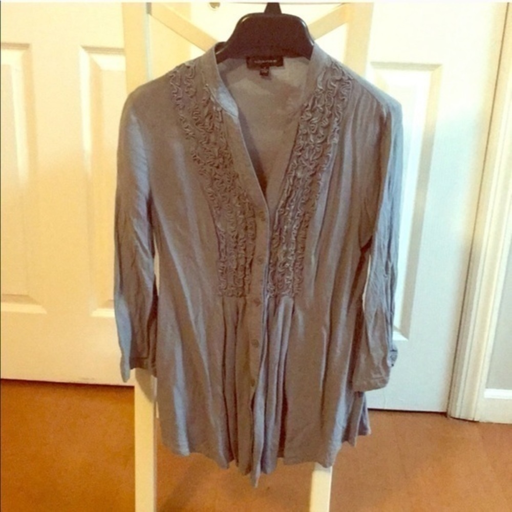Spense Button Down Gray Top Size Small - image 1